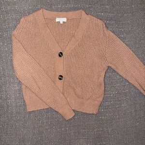 Women's Crop Brown Cardigan Sweater